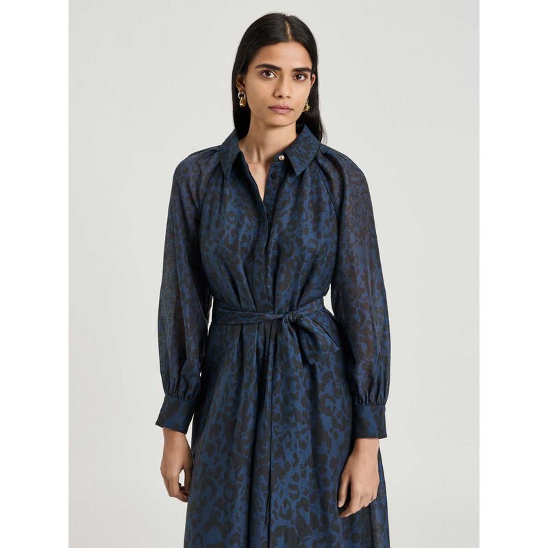 Veronika Maine Ink Leopard Haze Midi Shirtdress image number 3